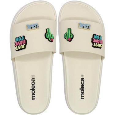 Imagem de Chinelo Slide Moleca Napa Turim Apliques Feminino, 38, Branco