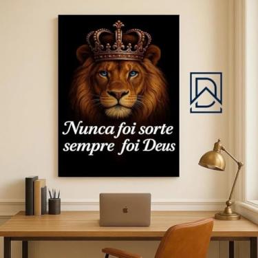 Imagem de Quadro Decorativo Leão Grande 1 Peça | Arte Motivacional com Frase | Decoração para Sala Quarto Escritório | Estilo Moderno Parede | Impressão em Alta Definição Home Decor (60x40)