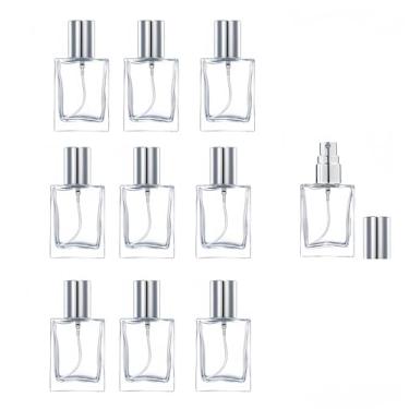Imagem de YORROR 10 peças de atomizador de perfume de vidro, frasco de perfume pequeno vazio recarregável de 15 ml para homens e mulheres, frasco de perfume portátil com névoa fina para viagem (prata-15 ml) B)