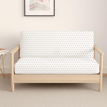 Imagem de Capas para futon sem braços tamanho completo – 100% algodão egípcio 600 fios – Capa para sofá cama com zíper, capa de sofá-cama, lavável na máquina, azul-marinho