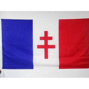 Imagem de Bandeira Free France 1940-1944 2' x 3' para um mastro - Resistência francesa - Bandeiras da França Libre 60 x 90 cm - Faixa 2 x 3 pés com furo - AZ FLAG