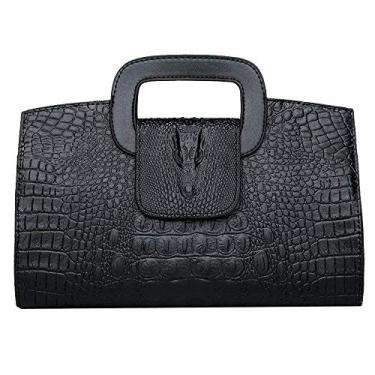 Imagem de Bolsa feminina com alça de mão Buddy Top Bolsa de ombro transversal com aba vintage, Preto, One Size