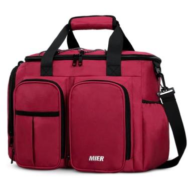 Imagem de MIER Lancheira masculina resistente com isolamento térmico, 20 latas, grande, à prova de vazamento, bolsas térmicas com vários bolsos para piquenique, trabalho, viagem (vermelha)