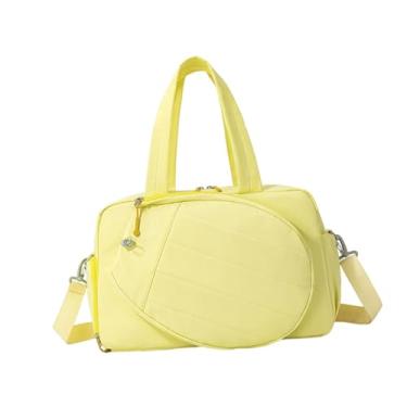 Imagem de predolo Bolsa para raquete de tênis com alça de ombro e de mão, organizador de academia, bolsa impermeável para pernoite com compartimento para sapatos, Amarelo