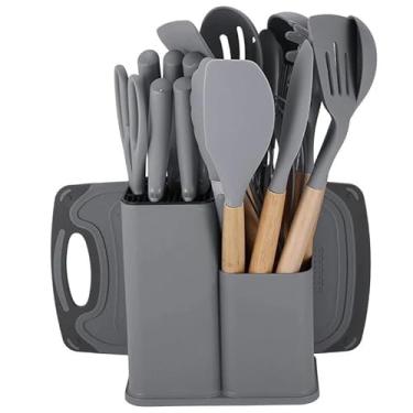 Imagem de Utensilios para Cozinha Conjunto 12 Peças - Espatula de Silicone e Colher de Silicone para Cozinha, Cabo de Madeira, Adaptável a Panelas Antiaderentes, Ideal para Uso Doméstico