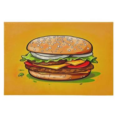 Imagem de Wassud Tapete de porta para hambúrguer Gourmet 61 x 89 cm, antiderrapante, lavável, com suporte de borracha, tapete macio e fofo para sala de estar, quarto, entrada, entrada