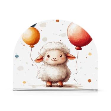 Imagem de xigua Porta-guardanapos de acrílico, ovelhas fofas com balões Porta-guardanapos para mesas cozinha restaurante decoração de casa, suporte decorativo moderno para guardanapos de coquetel de papel de