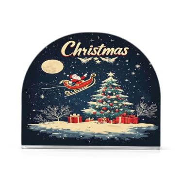 Imagem de Wassud Porta-guardanapos de acrílico para árvore de Natal e Papai Noel, dispensador de guardanapos de papel moderno para mesa, cozinha, sala de jantar, bancada 1 peça (comporta 50-60 guardanapos)