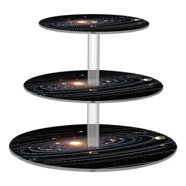 Imagem de CEBUGI Suporte de cupcake de 3 camadas, planetas, suporte redondo para bolo, torre, bandeja de servir em camadas de acrílico para chá, chá de bebê, casamento e mais