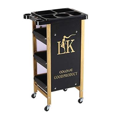 Imagem de LMJYU Carrinho de servir de beleza com gavetas, carrinho de ferramentas de tatuagem de spa com suporte de eletrodomésticos, capacidade de 20 kg, carrinho utilitário de salão com roda, dourado,