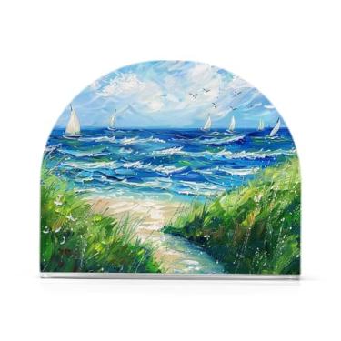 Imagem de Porta-guardanapos de barco à vela à beira-mar rural para mesas, porta-guardanapos de Halloween para cozinha, porta-guardanapos de mesa, porta-guardanapos de coquetel, porta-guardanapos de papel282