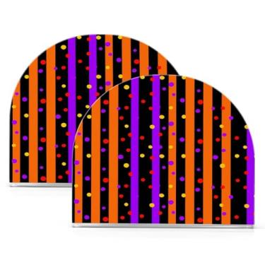 Imagem de Wassud Porta-guardanapos de acrílico com listras de Halloween, dispensador de guardanapos de papel moderno em forma de U para mesa, cozinha, sala de jantar, bancada 2 peças (comporta 50-60 guardanapos