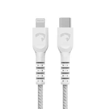 Imagem de AMET Cabo iPhone Lightning para USB-C, Certificado MFi, Carregamento 4× Mais Rápido, Nylon Trançado, acompanha Organizador de cabo, 1,2 mts, Branco