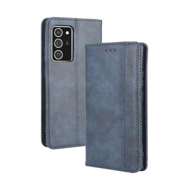Imagem de Capa flip de couro para Samsung Galaxy Note 20,Flip magnético retro,Caso de telefone de couro PU,Design de carteira com 3 slots de cartão e 1 clipe de dinheiro -Blue