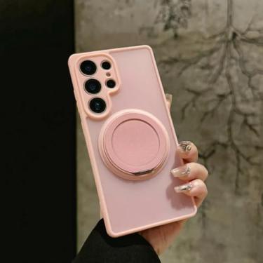 Imagem de Capa magnética transparente fosca com suporte giratório para Samsung Galaxy A17 A07 A56 A36 A26 A16 A06 A55 A35 A25 A15 A05 (Para Galaxy A26/Rosa)