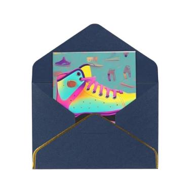 Imagem de Patins coloridos estampados cartões comemorativos para todas as ocasiões cartões de notas em branco versáteis com envelopes 11,4 x 15,2 cm