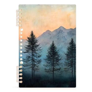 Imagem de Burbuja Caderno Mountains, papel pautado universitário A5 com 60 folhas, fichário para escritório, 1 pacote