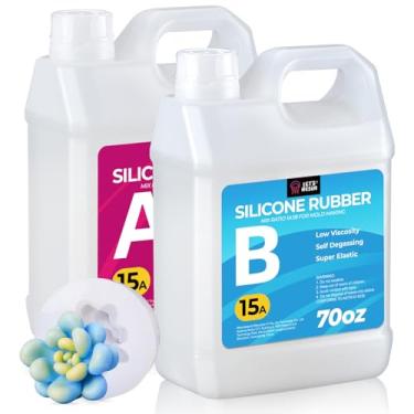 Imagem de LET'S RESIN Kit de fabricação de molde de silicone, borracha de silicone líquido, kit de fabricação de molde transparente translúcido não tóxico, proporção de mistura 1:1, silicone moldável para fundição de moldes de resina, moldes de silicone DIY