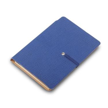 Imagem de Caderno A5 com Capa Dura, 80 Folhas Pautadas, Material Sintético, Suporte para Caneta, Elástico, Miolo Bege (Mini caderno com elástico Azul)