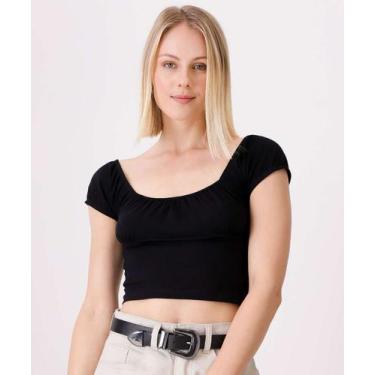 Imagem de Blusa Cropped Feminina Manga Curta Marisa-25209, PP, Preto