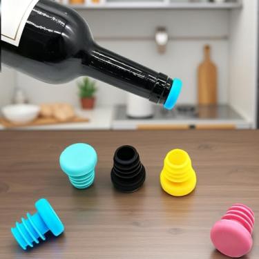 Imagem de Tampa mágica de silicone para garrafa de vinho, tampa de garrafa de uísque, seladora, rolha de silicone a vácuo para bebidas espirituosas de vinho tinto e tampas de preservação de licor, 5 peças, 2