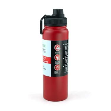 Imagem de Garrafa Térmica 800 ml – Inox 304, Duplo Vácuo, Base Emborrachada Antiderrapante – 24h Frio / 12h Quente (Vermelho)