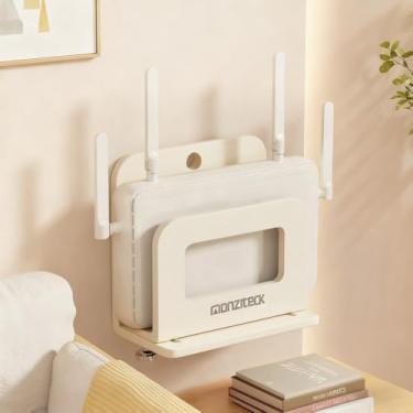 Imagem de Suporte de parede de modem pequeno ajustável para pequenos dispositivos de mídia amplos, como caixas de cabo, modem, leitores de DVD e muito mais (largura)