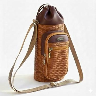 Imagem de Bolsa Térmica (TRANÇADO COM MARROM) GALANTE para Garrafa de 500 ML em Couro Sintético - Coleção Cores VERÃO 2026