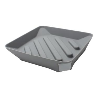 Imagem de YWJLQH Bandeja de drenagem, porta-esponja e sabonete de silicone, multifuncional, saboneteira de silicone para banheiro, lavanderia e pia de cozinha, Cinza