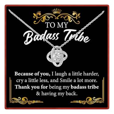 Imagem de Colar de amizade feminino Jewelayer para melhores amigas Bff Badass Bestie | Joias Badass Bestie Tribe | Colar de nó de amor para tribo de melhores amigas. Obrigado por ser minha tribo ., Aço