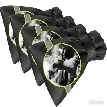 Imagem de IPOW Pacote com 4 capas de torneira para ambientes externos engrossadas e ampliadas para proteção contra congelamento de inverno, 25,4 cm A x 16,3 cm L, coberturas de torneira isoladas à prova d'água, meias reutilizáveis para torneira de água de jardim