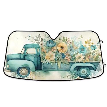 Imagem de Ge Spring TruGreen Cor Caminhão Flores Para-brisa Para-brisa Dobrável, Para-sol Janela de Carro, Proteção UV Dobrável Persiana de Janela de Carro