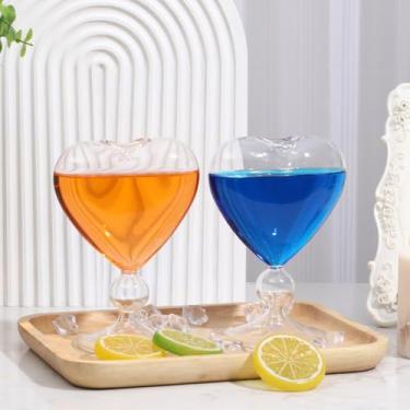 Imagem de 2 peças de copos de coquetel transparentes em forma de coração, conjunto de 2 taças de vinho exclusivas em forma de coração para KTV Home Bar Club Restaurant