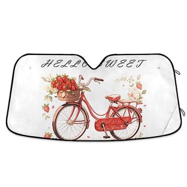 Imagem de Pala de sol Sweet Strawberry Basket Bike Car, para-sol para janela de carro, proteção UV, persiana dobrável para janela de carro, para para-brisas de carro, acessórios de carro