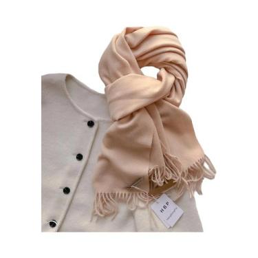 Imagem de Cachecol Longo De Lã Quente Para Mulheres, Xale De Cashmere, Pashmina 