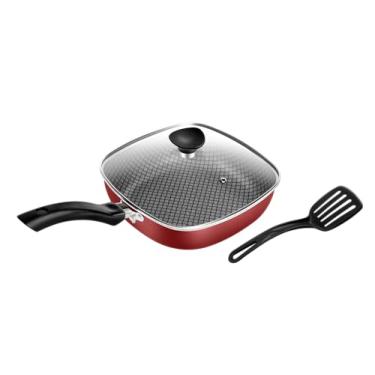 Imagem de Frigideira Quadrada Antiaderente Vermelho Funda Número 23 Tampa De Vidro Patolux