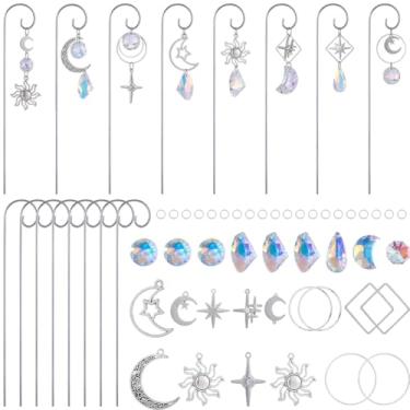 Imagem de SUNNYCLUE 1 caixa faça você mesmo 8 conjuntos de apanhadores de sol para jardim kit de apanhador de sol de plantas DIY berloques de metal sol lua cristal varinha de fada pendurar contas de arte para
