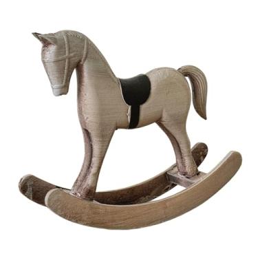 Imagem de KiBcsLic Estátua de Cavalo de Balanço, Estatueta Decorativa, Coleção Retrô, Ornamento de Mesa, Escultura de Animal para Sala de Estar, Quarto e Entrada, Cinza