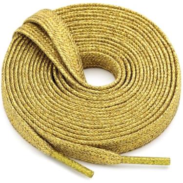 Imagem de WEGOODZF Cadarços planos com glitter: cadarços metálicos brilhantes para tênis - 2 pares, 36 amarelo dourado, 39 inch (100CM)
