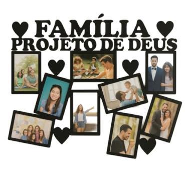 Imagem de Painel Quadro Mural de Fotos Família Projeto de Deus em MDF – Porta Retrato para 9 Fotos Decoração Parede, Decoração Parede para Casa Brasileira