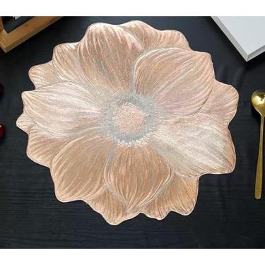 Imagem de Kit 4 ou 6 Jogo Americano Mesa Posta Antiderrapante Resistente ao Calor para Jantar (Lótus rosa,6 Pecas)