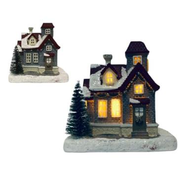 Imagem de Enfeite Casa Natalina com Luz LED Decoração de Natal Premium Vila Natalina Resina Luxo Colorida