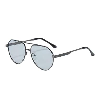 Imagem de JRLLFD Óculos de sol fotocrômicos de armação grande para homens, proteção solar UV400, feminino (azul fotocrômico)