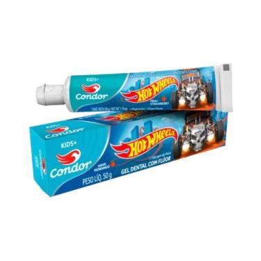 Imagem de Gel Dental Condor Hot Wheels Kids+ com Flúor Morango 50g
