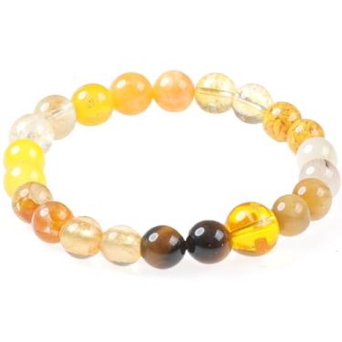 Imagem de Moslovstar Pulseira de equilíbrio de cinco elementos Feng Shui pulseiras de cristal energético olho de tigre verde joias presentes para mulheres boa sorte e harmonia, 8mm, Pedra, Quartzo