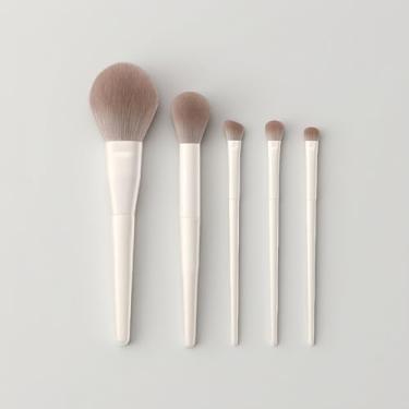 Imagem de Conjunto de pincéis de maquiagem profissional de 5 peças: para base impecável, contorno, blush, olhos e sobrancelhas