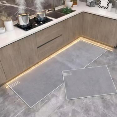 Imagem de LAHO Tapetes de cozinha, 2 peças de tapetes de cozinha, tapetes de cozinha antifadiga para chão, tapete antiderrapante, tapete de cozinha impermeável, conjunto de 2 peças, 15,7" × 23,15 cm + 15,7" ×