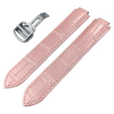 Imagem de FULNES Pulseira de relógio de couro de bezerro, para Ballon Bleu De Cartier, pulseira de relógio tipo convexo 14/16/18/20/22 mm (rosa, 22 mm ouro rosa)