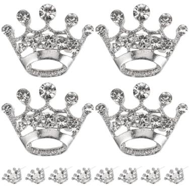 Imagem de Baluue Conjunto de 12 peças de broche de coroa de prata, alfinetes de lapela de tiara de strass de cristal para mulheres, mini distintivo pequeno para lembrancinhas de festa de casamento, dama de