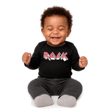 Imagem de Body Bebê Manga Longa Rock Iron Preto - 100% Algodão, M
